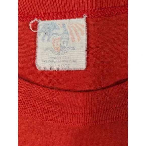 Vintage 80s DG Sportswear Fishing Excuses Muscle Tee Red Graphic Shirt XL USA - Picture 3 of 6
